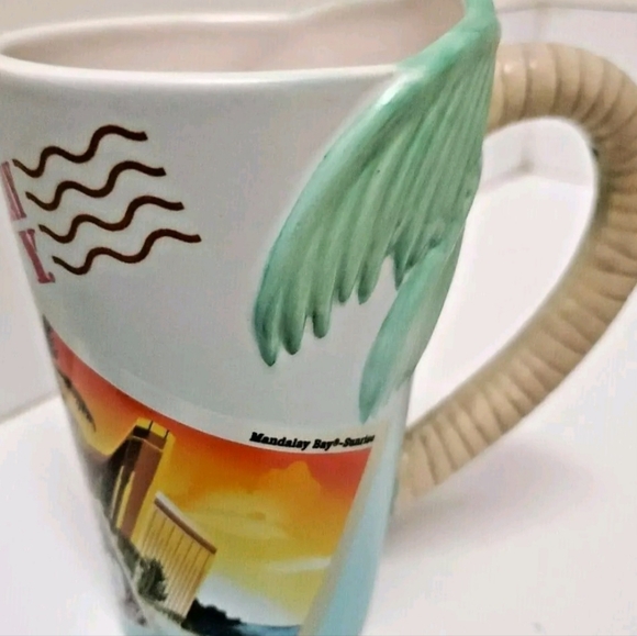 Las Vegas 1961 Souvenir Mug- Mandalay Bay w/Palm Tree Handle Vacation Decor - Picture 3 of 8